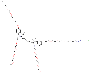 N-(m-PEG4)-N'-(m-PEG4)-O-(m-PEG4)-O'-(azide-PEG4)-Cy5 Chemical Structure